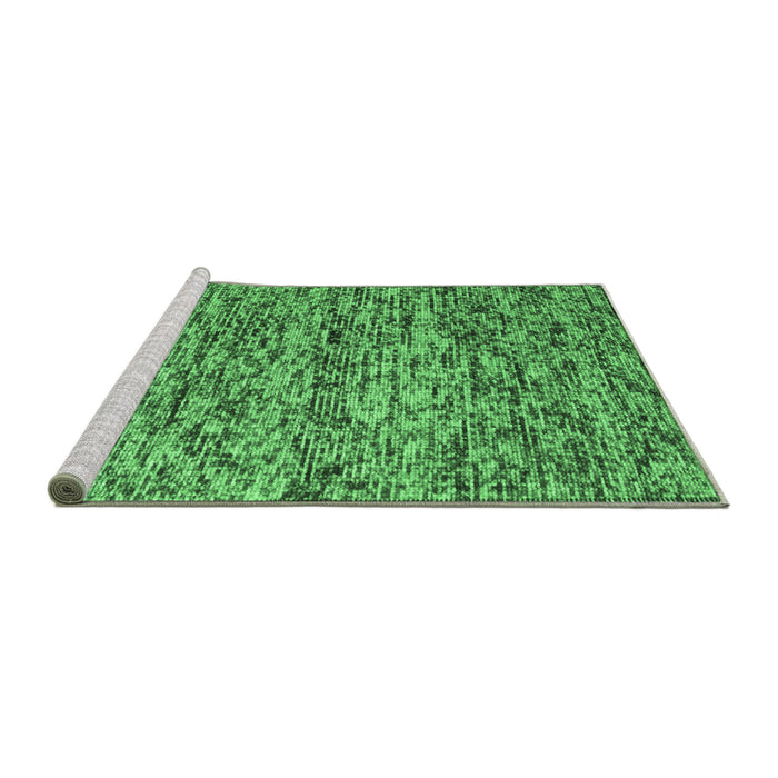 Sideview of Machine Washable Abstract Emerald Green Contemporary Area Rugs, wshcon988emgrn