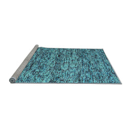 Sideview of Machine Washable Abstract Light Blue Contemporary Rug, wshcon988lblu
