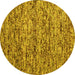 Round Machine Washable Abstract Yellow Contemporary Rug, wshcon988yw