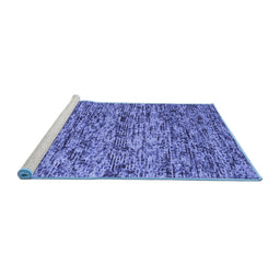 Sideview of Machine Washable Abstract Blue Contemporary Rug, wshcon988blu