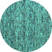 Round Abstract Turquoise Contemporary Rug, con988turq