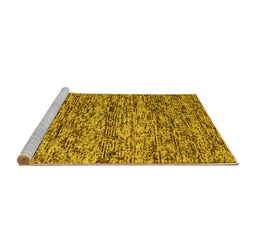 Sideview of Machine Washable Abstract Yellow Contemporary Rug, wshcon988yw
