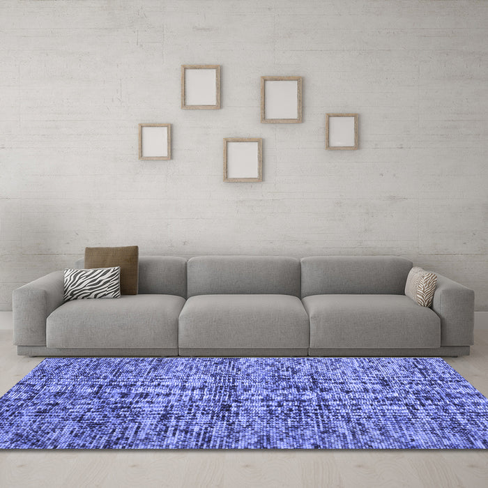 Machine Washable Abstract Blue Contemporary Rug in a Living Room, wshcon988blu