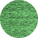 Round Abstract Emerald Green Contemporary Rug, con988emgrn