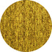 Round Abstract Yellow Contemporary Rug, con988yw