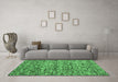 Machine Washable Abstract Emerald Green Contemporary Area Rugs in a Living Room,, wshcon988emgrn