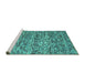 Sideview of Machine Washable Abstract Turquoise Contemporary Area Rugs, wshcon988turq