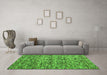 Machine Washable Abstract Green Contemporary Area Rugs in a Living Room,, wshcon988grn