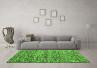 Machine Washable Abstract Green Contemporary Rug, wshcon988grn