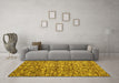 Machine Washable Abstract Yellow Contemporary Rug in a Living Room, wshcon988yw