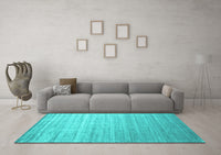 Machine Washable Abstract Turquoise Contemporary Rug, wshcon989turq