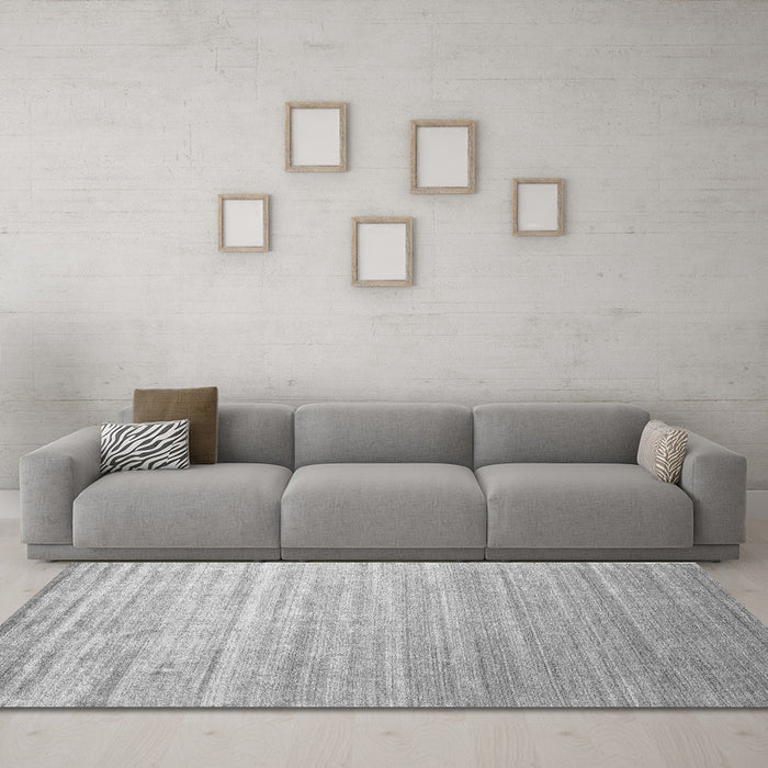 Machine Washable Abstract Gray Contemporary Rug in a Living Room,, wshcon989gry