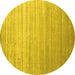 Round Machine Washable Abstract Yellow Contemporary Rug, wshcon989yw