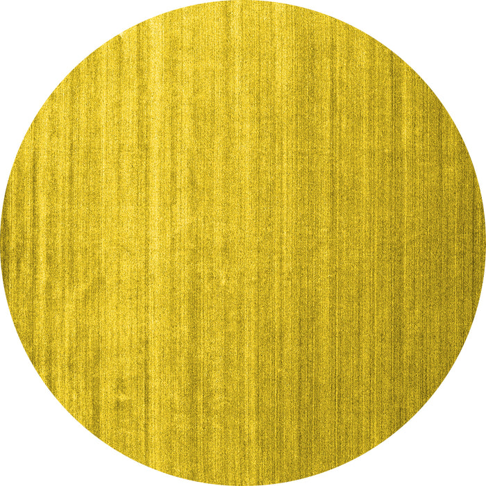 Round Abstract Yellow Contemporary Rug, con989yw