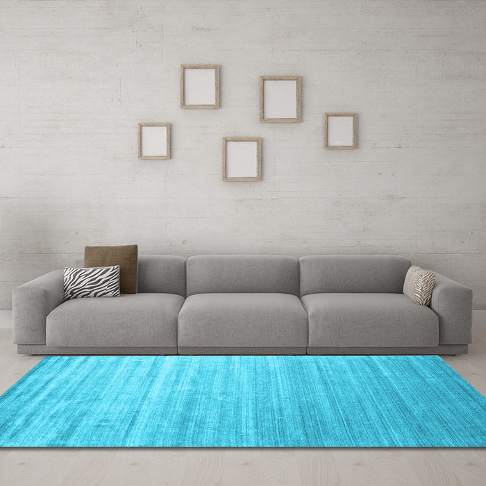 Machine Washable Abstract Light Blue Contemporary Rug in a Living Room, wshcon989lblu