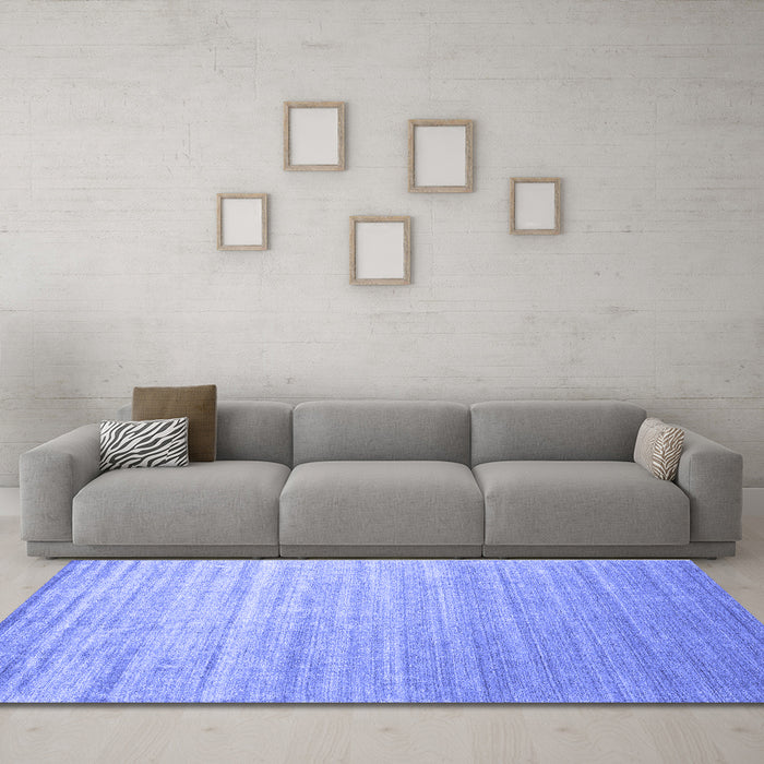 Machine Washable Abstract Blue Contemporary Rug in a Living Room, wshcon989blu