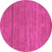 Round Machine Washable Abstract Pink Contemporary Rug, wshcon98pnk