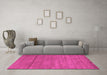 Machine Washable Abstract Pink Contemporary Rug in a Living Room, wshcon98pnk