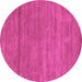 Round Abstract Pink Contemporary Rug, con98pnk