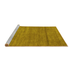 Sideview of Machine Washable Abstract Yellow Contemporary Rug, wshcon98yw