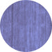 Round Abstract Blue Contemporary Rug, con98blu