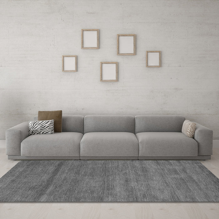 Machine Washable Abstract Gray Contemporary Rug in a Living Room,, wshcon98gry