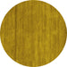 Round Abstract Yellow Contemporary Rug, con98yw