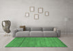 Machine Washable Abstract Emerald Green Contemporary Area Rugs in a Living Room,, wshcon98emgrn