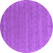 Round Abstract Purple Contemporary Rug, con990pur