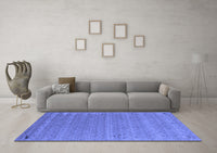 Machine Washable Abstract Blue Contemporary Rug, wshcon990blu