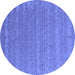 Round Abstract Blue Contemporary Rug, con990blu