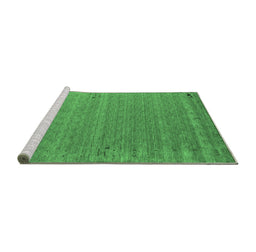 Sideview of Machine Washable Abstract Emerald Green Contemporary Area Rugs, wshcon990emgrn
