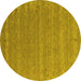Round Machine Washable Abstract Yellow Contemporary Rug, wshcon990yw