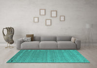 Machine Washable Abstract Turquoise Contemporary Rug, wshcon990turq