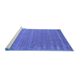 Sideview of Machine Washable Abstract Blue Contemporary Rug, wshcon990blu