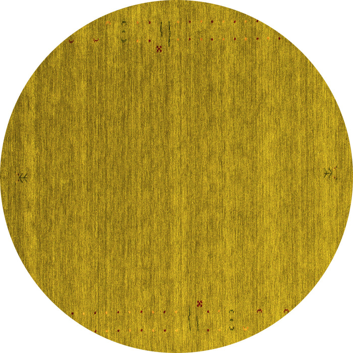 Round Abstract Yellow Contemporary Rug, con990yw