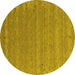 Round Abstract Yellow Contemporary Rug, con990yw