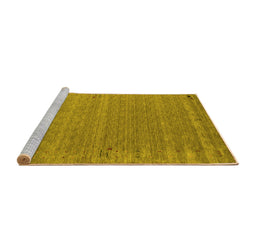 Sideview of Machine Washable Abstract Yellow Contemporary Rug, wshcon990yw