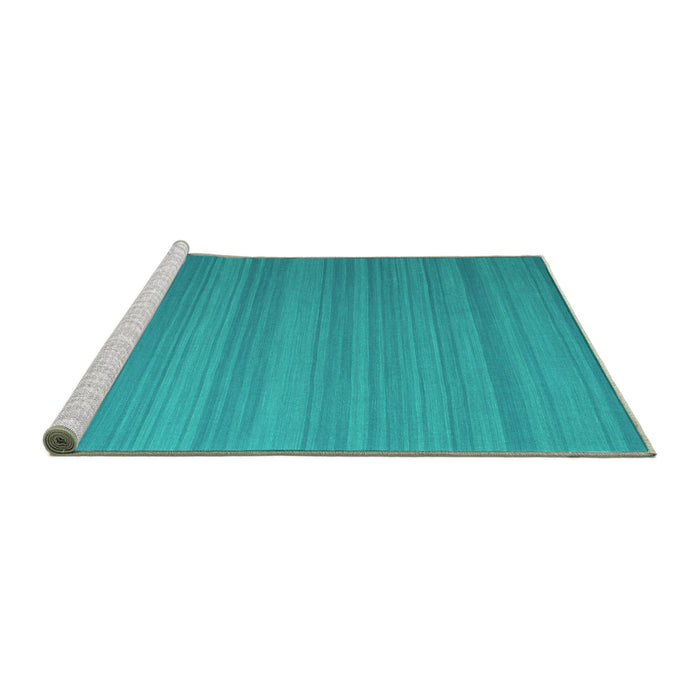 Sideview of Machine Washable Abstract Turquoise Contemporary Area Rugs, wshcon991turq