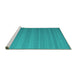 Sideview of Machine Washable Abstract Turquoise Contemporary Area Rugs, wshcon991turq