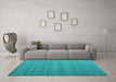 Machine Washable Abstract Turquoise Contemporary Area Rugs in a Living Room,, wshcon991turq