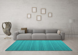 Machine Washable Abstract Turquoise Contemporary Area Rugs in a Living Room,, wshcon991turq