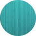 Round Abstract Turquoise Contemporary Rug, con991turq