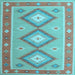 Square Machine Washable Oriental Light Blue Traditional Rug, wshcon992lblu