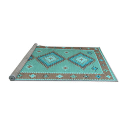Sideview of Machine Washable Oriental Light Blue Traditional Rug, wshcon992lblu