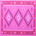 Square Machine Washable Oriental Pink Traditional Rug, wshcon992pnk