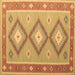 Square Machine Washable Oriental Brown Traditional Rug, wshcon992brn