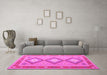 Machine Washable Oriental Pink Traditional Rug in a Living Room, wshcon992pnk