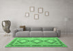 Machine Washable Oriental Emerald Green Traditional Area Rugs in a Living Room,, wshcon992emgrn