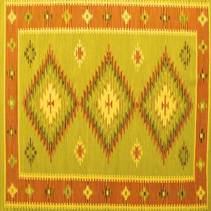 Square Machine Washable Oriental Yellow Traditional Rug, wshcon992yw